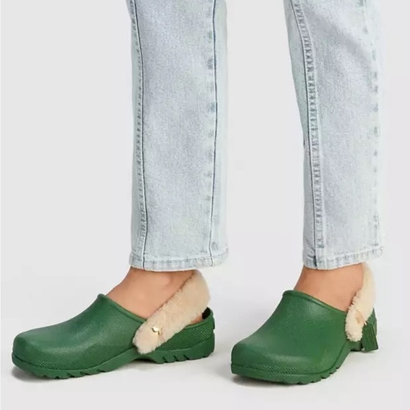 Coach Green Lola Clog with Fur Inside As Is Size 8 - Picture 1 of 16